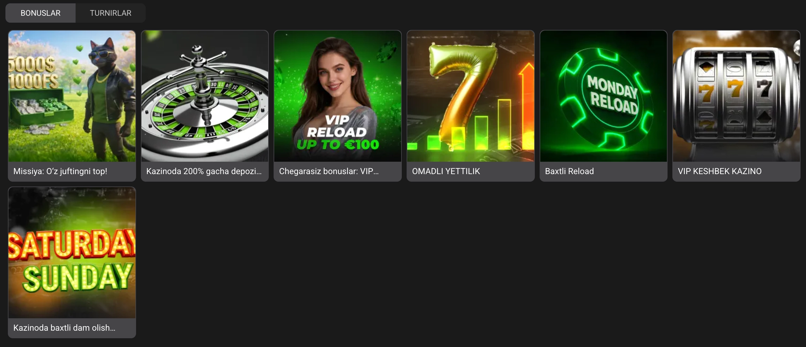 Casino onlayn UZ bonus – xush kelibsiz keshbek bepul aylanishlar 2026